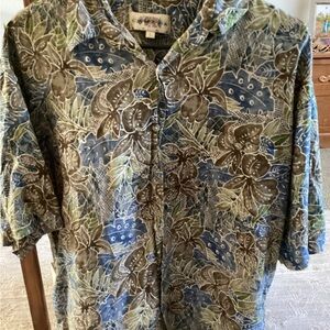 Compia Moda Men's Blue and Green Floral Shirt